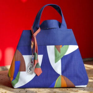 Cabas Bleu Motifs Graphiques