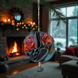 Boule de Noël en soie bleu orange