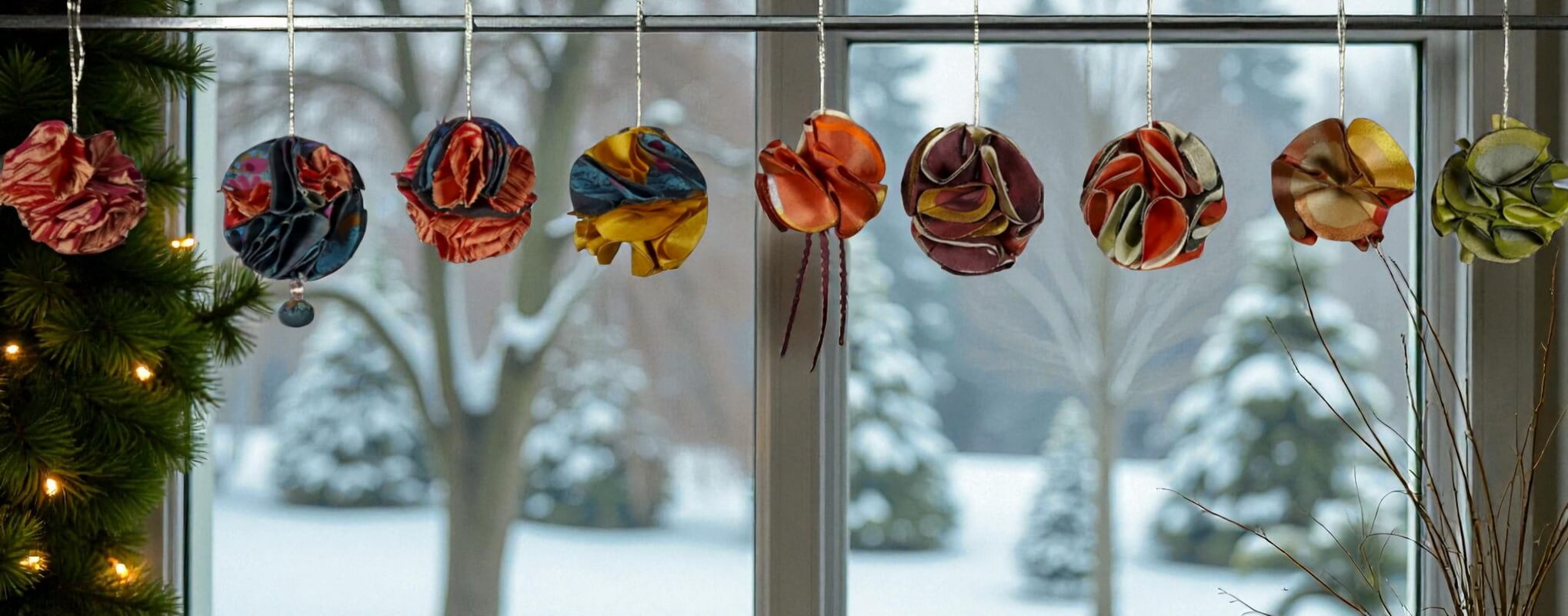 Perle de Noël en soie upcyclée anis saumon – Image 3