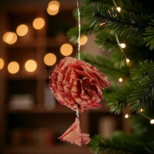 Perle de Noël en soie orangée